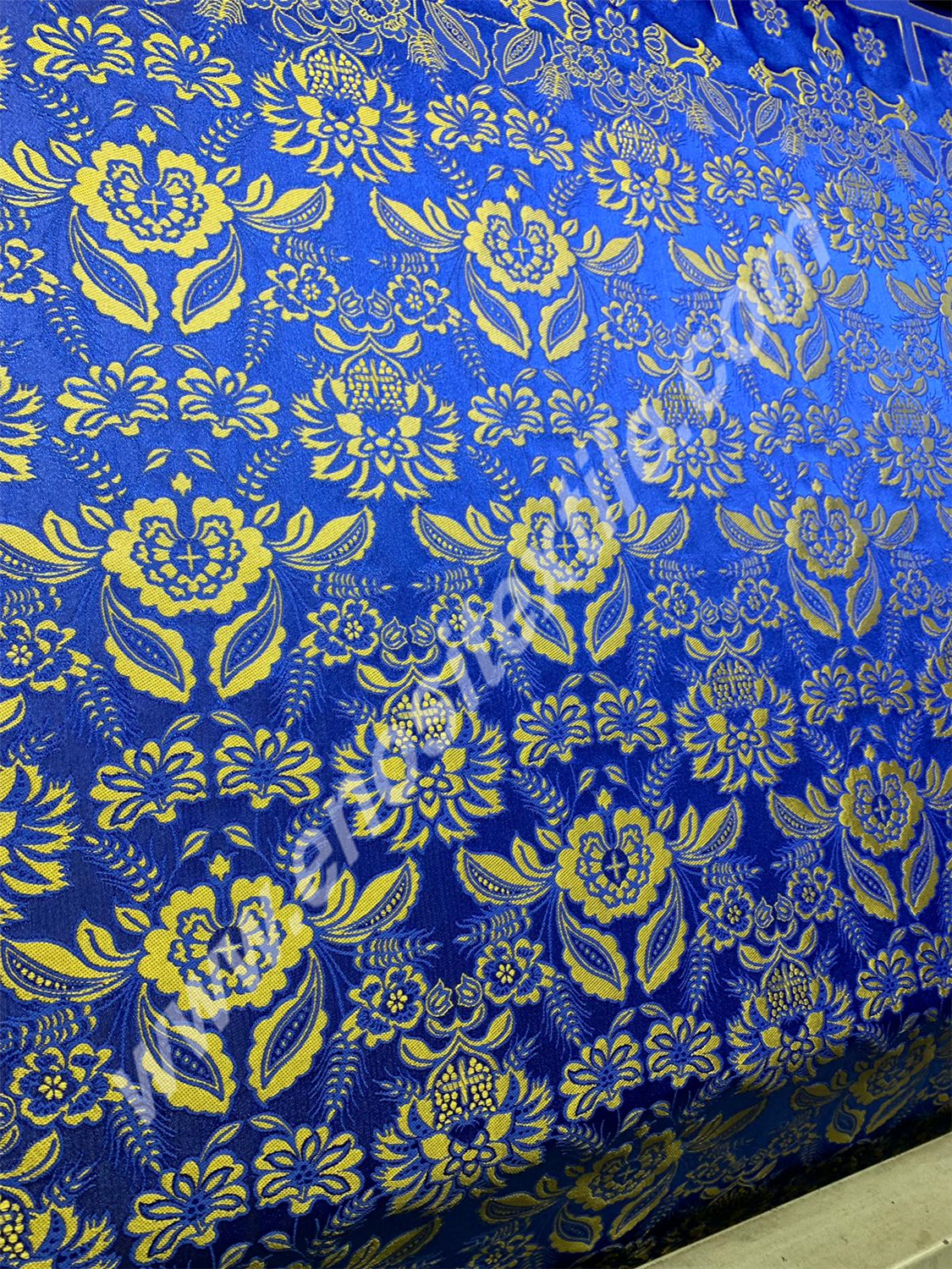 KL-068 Dark Blue-Gold Brocade Fabrics